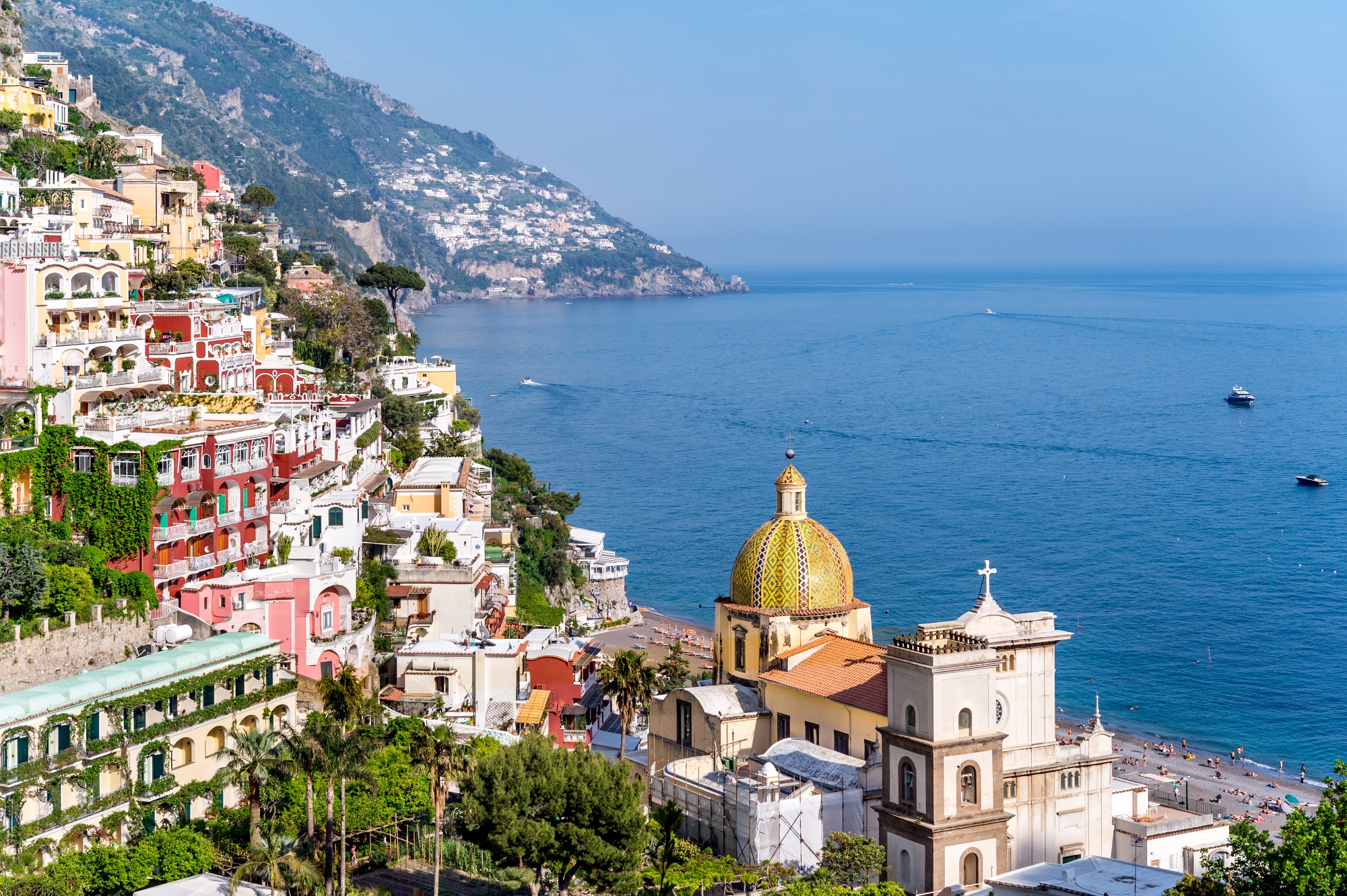 Positano — colourful cliffside village and church dome